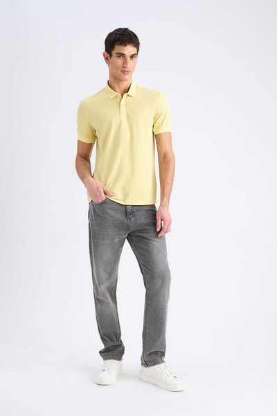 DeFacto Slim Fit Slim Fit Polo γιακά με κοντό μανίκι Pique T-shirt E1208ax25sm