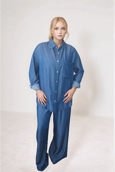 Alen Kiki Denim Look Shirt Pants Lyocell Set