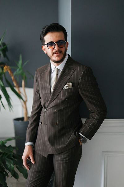 Avni Ceylan Dark Brown Italian Style Double Breasted Suit Special Edition