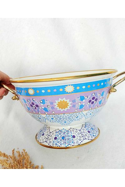 EBRULİEMAYE Lila Authentic Enamel Strainer Colander Medium Size Pasta Strainer