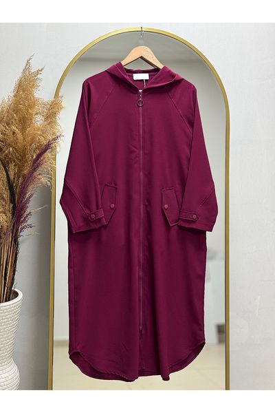 MİHRA STORE Asiye Raglan Sleeve Linda Cap-El1862 Claret Red