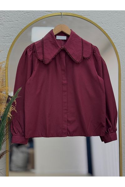 MİHRA STORE Grisons Bebe Collar Short Shirt-Çi̇470 Burgundy
