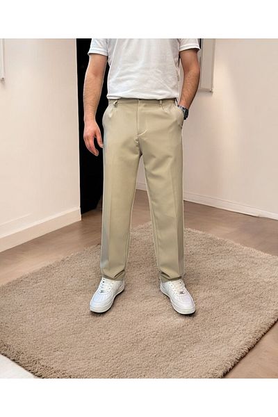 oraystore Men's Loose Cut Fabric Trousers