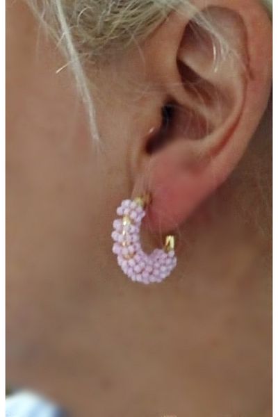mos&more Blue Beaded Hoop Women's Earrings 1 Pair
