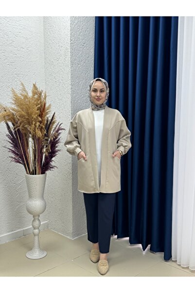 Ebrar Store Stone Color Atlas Cardigan - Rana Pocket Detail, As02423