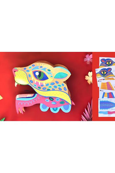 Probest DESIGN Colorful Jaguar Hand Puppet, Mentossori Cut Paste Art Puppet Hand Skill