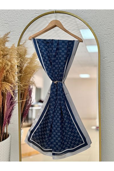 MİHRA STORE Rosalia Brand Voile Shawl Navy Blue