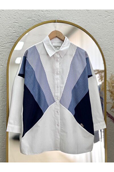 MİHRA STORE Verev Garnili Gömlek-EU2579 Beyaz