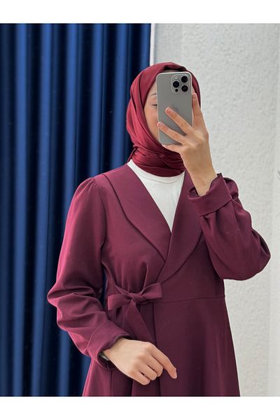 MİHRA STORE Bellinzona Girdle Detailed Jacket Suit-As00466 Claret Red