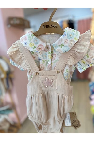 Bebezade Baby Girl Floral Muslin Shirt Romper