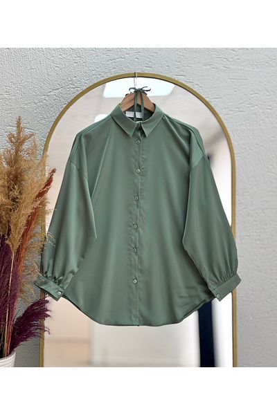 MİHRA STORE Sara Satin Shirt-Bn4328 Mint