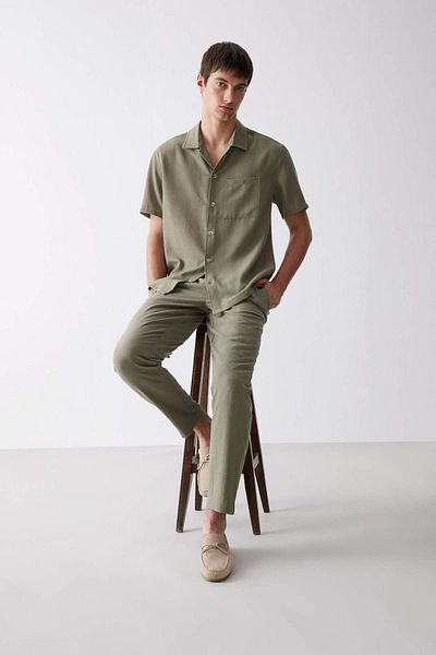 DeFacto Relax Fit Relaxed Fit Short Leg Linen Look Summer Fabric Trousers E4790Ax25Sm