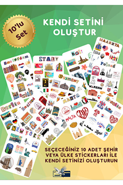 ANSHA CRAFTS Kendi 10'lu Sticker Setininizi Oluşturun!- Bullet Journal - Ajan...