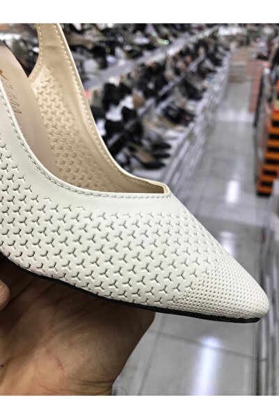 Brs White Perforated Goblet Heeled Stiletto