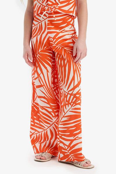 DeFacto Girls' Pattern Wide Leg Wide Leg Cotton Pants D7610A825Sm