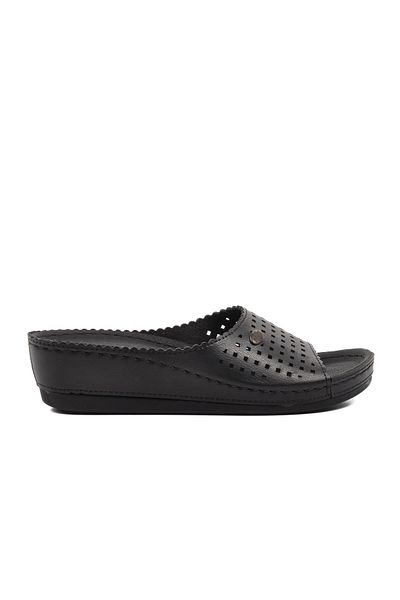 Aspor Black Anatomical Women's Wedge Heel Slippers