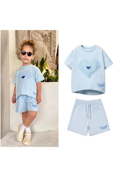 anonim Girl's La'Ciel Paris Blue Tulle Detailed Bottom Top Set