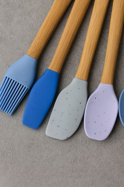 Mirilliahome Set of 5 Mini Silicone Tip Bamboo Handle Kitchen Spatula – Mixing Brush Dough Spoon Set