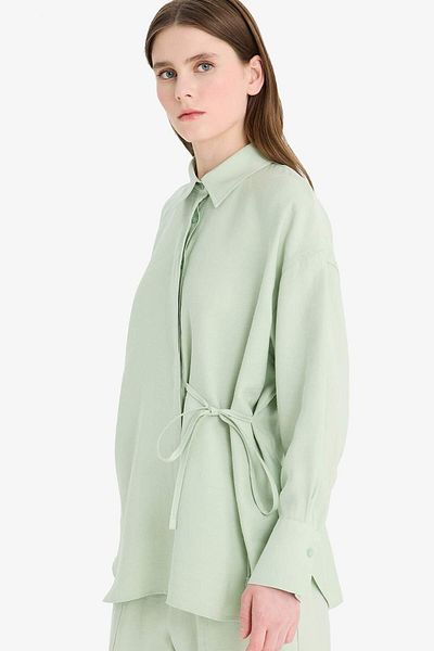 DeFacto Relax Fit Lace-up Modal μακρυμάνικο πουκάμισο Hijab Tunic F1358AX25SM