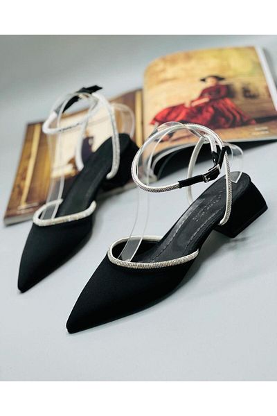 NASSAN Wrist Stone Satin Black Women's Shoes