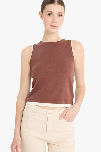 DeFacto Slim Fit Slim Fit Crew Neck Basic Plain Ribbed Undershirt F5581Ax25Sm