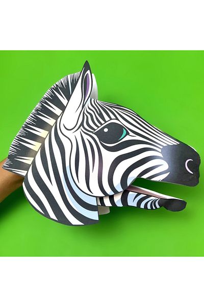 Probest DESIGN Zebra Hand Puppet, Mentossori Cut Paste Art Puppet Hand Skill
