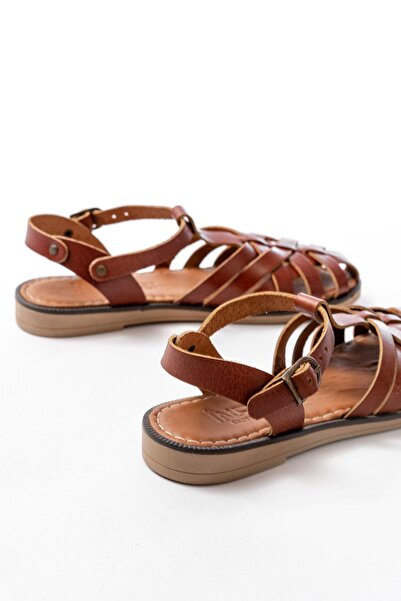 Aymood 205-02 K. Brown Orthopedic Genuine Leather Women's Sandals