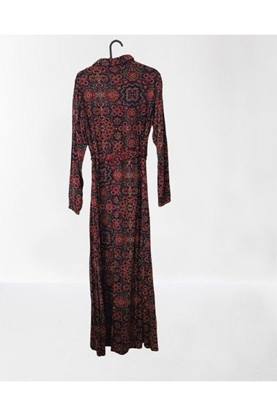 Namaste Vintage Geometric Ethnic Pattern Long Shirt Dress with Elasticated Sleeves (100% Cotton)
