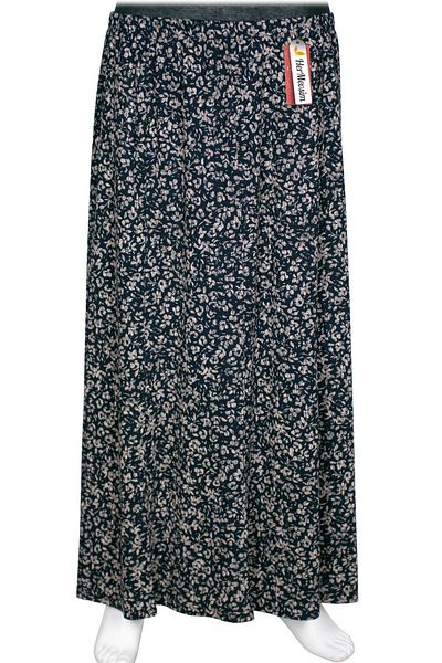 HESNA Women's Ecem Battal Size 8 Piece Elastic Navy Blue Skirt D42