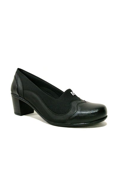 Egelioğlu Black Stretch Comfort Anatomical Heeled Shoes