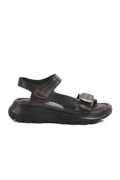 Aspor Black Velcro Women's Flat Sandals