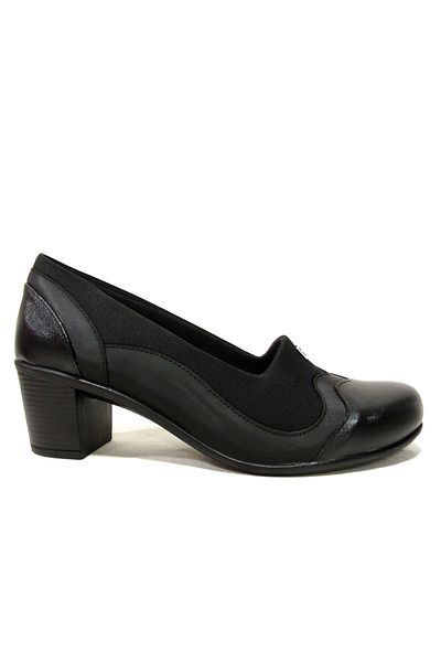 Egelioğlu Black Stretch Comfort Anatomical Heeled Shoes