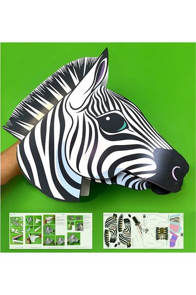 Probest DESIGN Zebra Hand Puppet, Mentossori Cut Paste Art Puppet Hand Skill