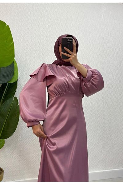 modadeywearst Βραδινό φόρεμα με ουρά σατέν χιτζάμπ