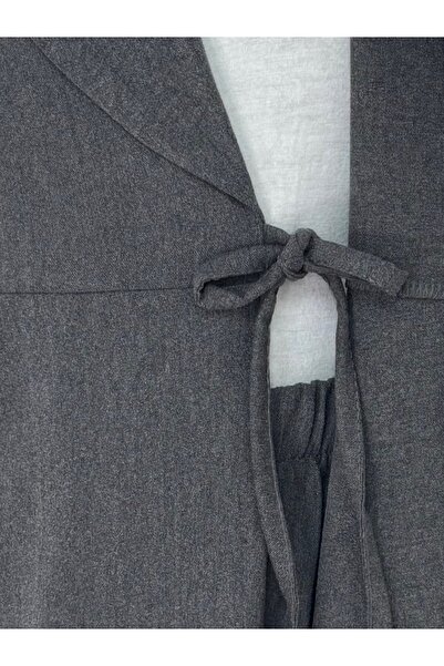 MİHRA STORE Sormora Belt Λεπτομερές Σετ Παντελόνι με Μπουφάν-AS471 Anthracite