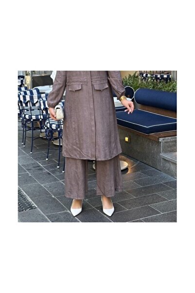 Nihle Ni̇hle 1185-05-25 Soft Linen Fabric Hijab Pants Suit 38-48 Size