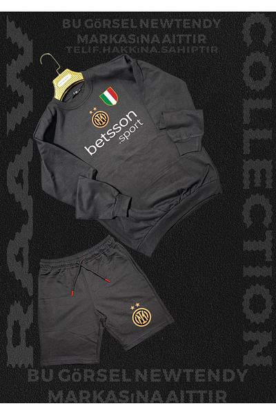 NEW TRENDY COLLECTİON ✅   Set hanorac și pantaloni scurți de vară cu logo Inter Set îmbrăcăminte sport pentru fani pentru bărbați, combinație de 2