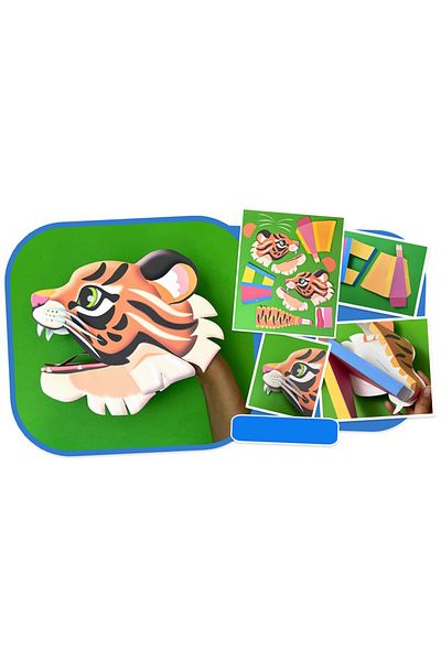 Probest DESIGN Tiger Hand Puppet, Mentossori Cut Paste Art Puppet Hand Skill