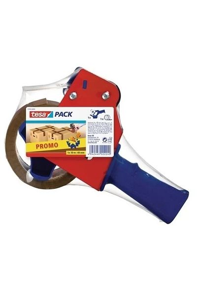 Tesa Tesa Manual Dispenser, 50 mm/120 Meters, Red/Blue + Adhesive Tape, Brown