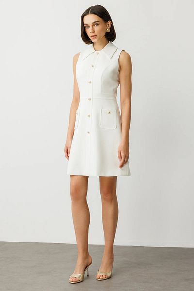 Ekol Above Knee Dress with Ornamental Buttons-5196