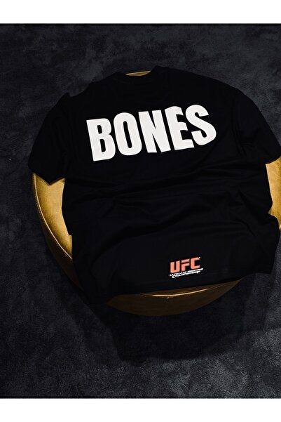 Spark Collection Ufc Jon Jones %100 Pamuklu Relax Kalıp Bisiklet Yaka Siyah T...