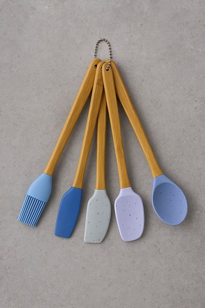 Mirilliahome Set of 5 Mini Silicone Tip Bamboo Handle Kitchen Spatula – Mixing Brush Dough Spoon Set