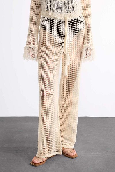 DeFacto Straight Fit Flexible Waisted Crochet Beach Pants F7460Ax25Hs