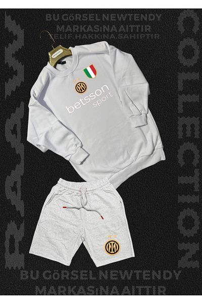 NEW TRENDY COLLECTİON ✅   Set hanorac și pantaloni scurți de vară cu logo Inter Set îmbrăcăminte sport pentru fani pentru bărbați, combinație de 2