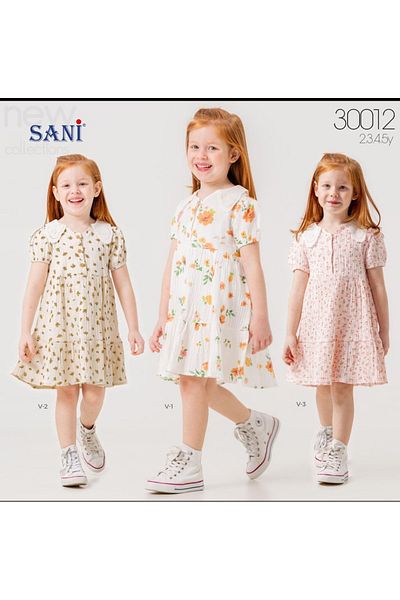 Sani Sani̇ Girl's Floral Patterned Summer Dress (Age 2-5)
