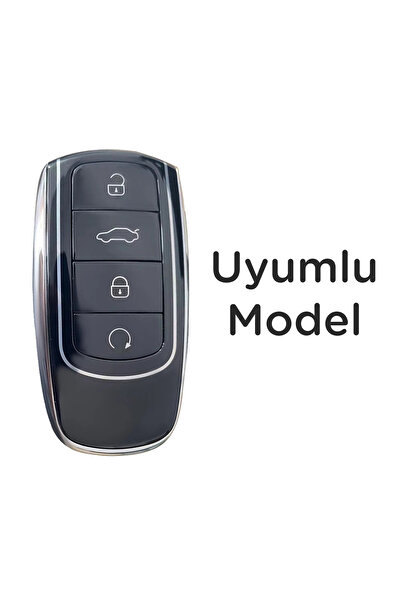 Mavi Keys Husă de protecție pentru telecomandă din silicon cu 3 butoane compatibilă cu Chery Tiggo 8 Plus – culoare negru argintiu