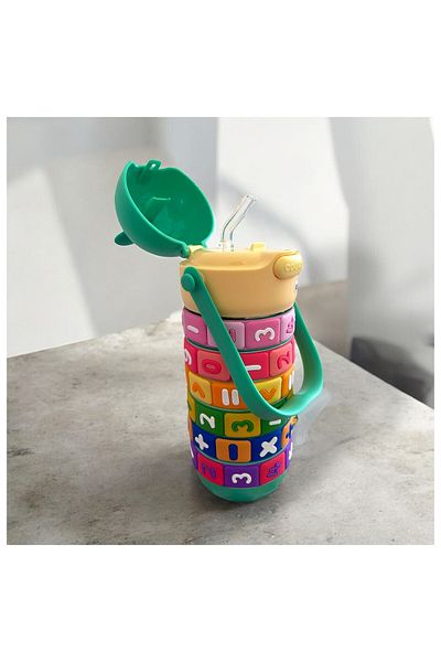 Orbitkid 430ml Insulated Kids Water Bottle – Green, Leak-proof With Straw & Strap