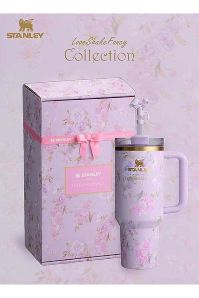 Stanley Love Shack Fancy H2.0 Flow State 40oz Purple Rose Tumbler