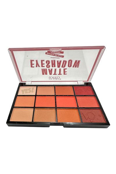 Ushas Paleta farduri Ushas Matte Eyeshadow 12 culori – 10cm, 6.9g, nuante mate compacte, BaoBao