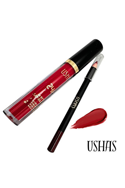Ushas LipglossMatte nr 05 , 2in1 - Creion de Buze si Lipgloss Rezistent 24H B...